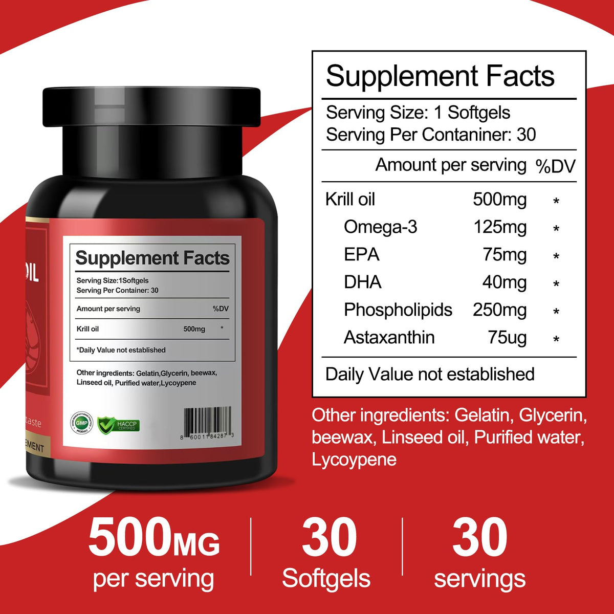 Krill Oil 500 mg Omega-3 120 Softgels U30186