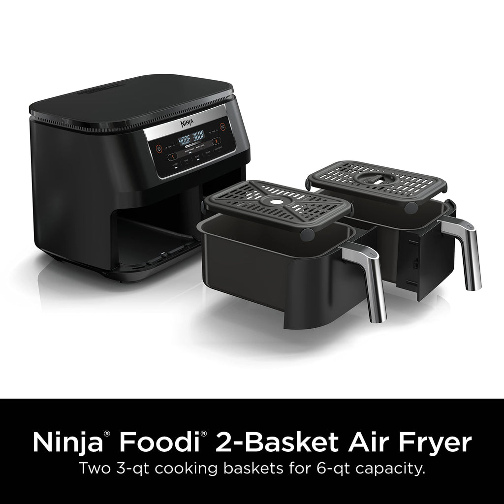 6 Quart 5-in-1 DualZone 2-Basket Air Fryer, Black C266