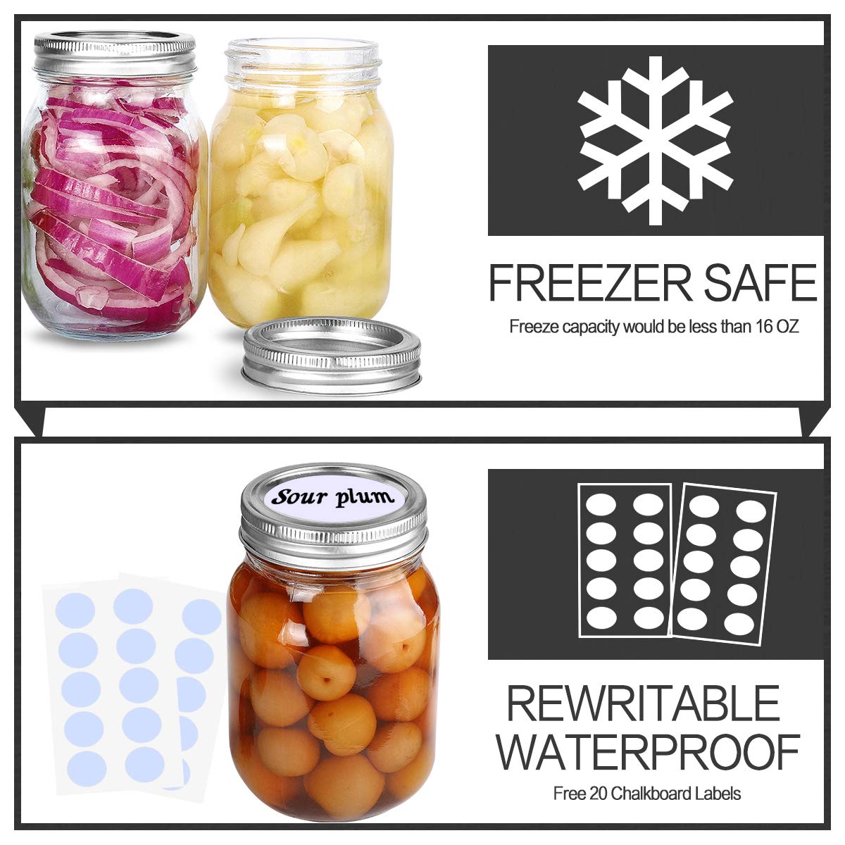 16oz Regular Mouth Mason Jars 18 Pack V3941