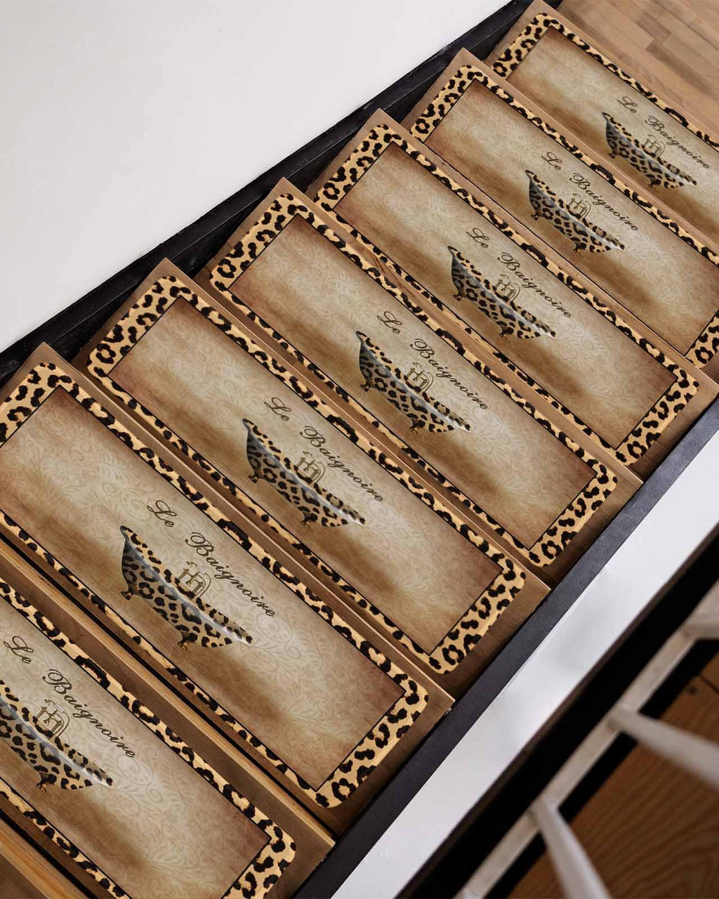 Leopard Printed Peel and Stick Stair Treads 8"x30" 15PCS K65454