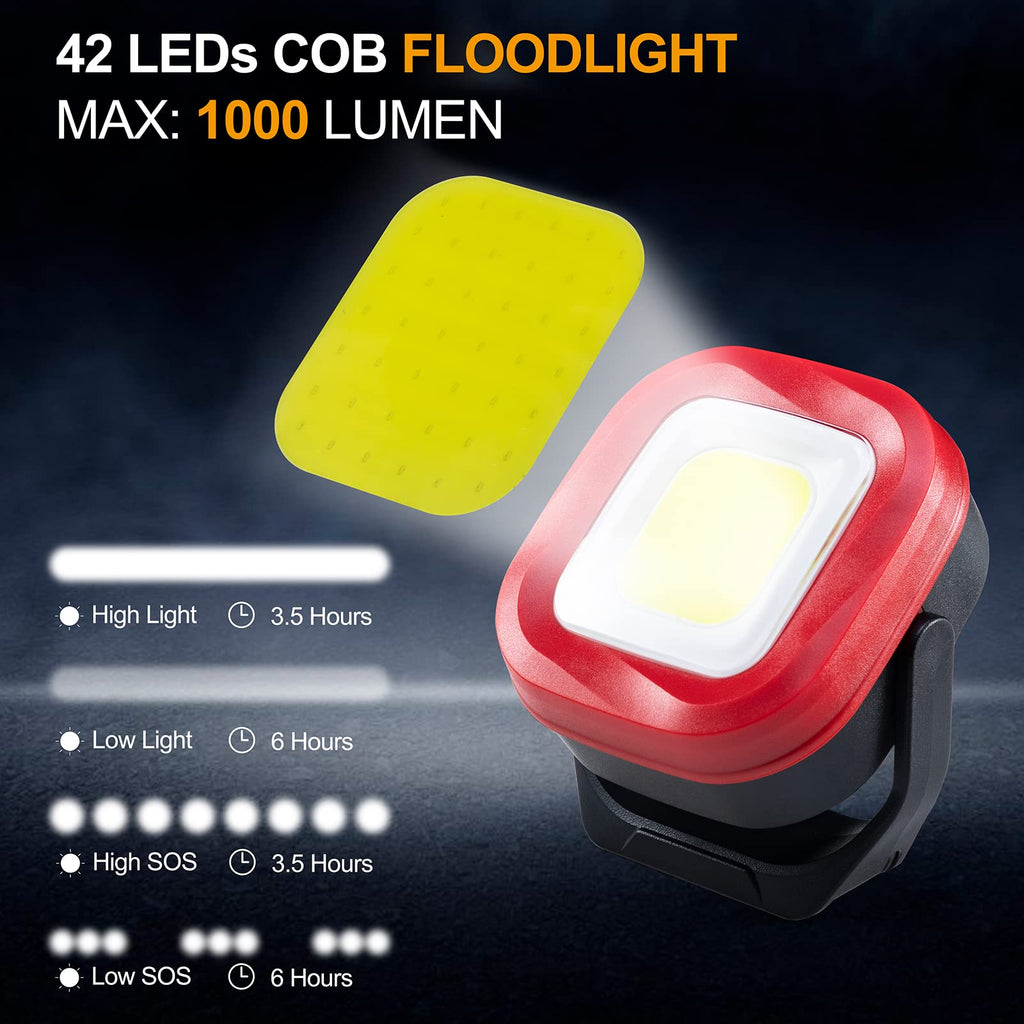 Magnetic Work Light, 42 LEDs 1000 Lumens Rechargeable Portable Inspection Light (2 PCS) I183076