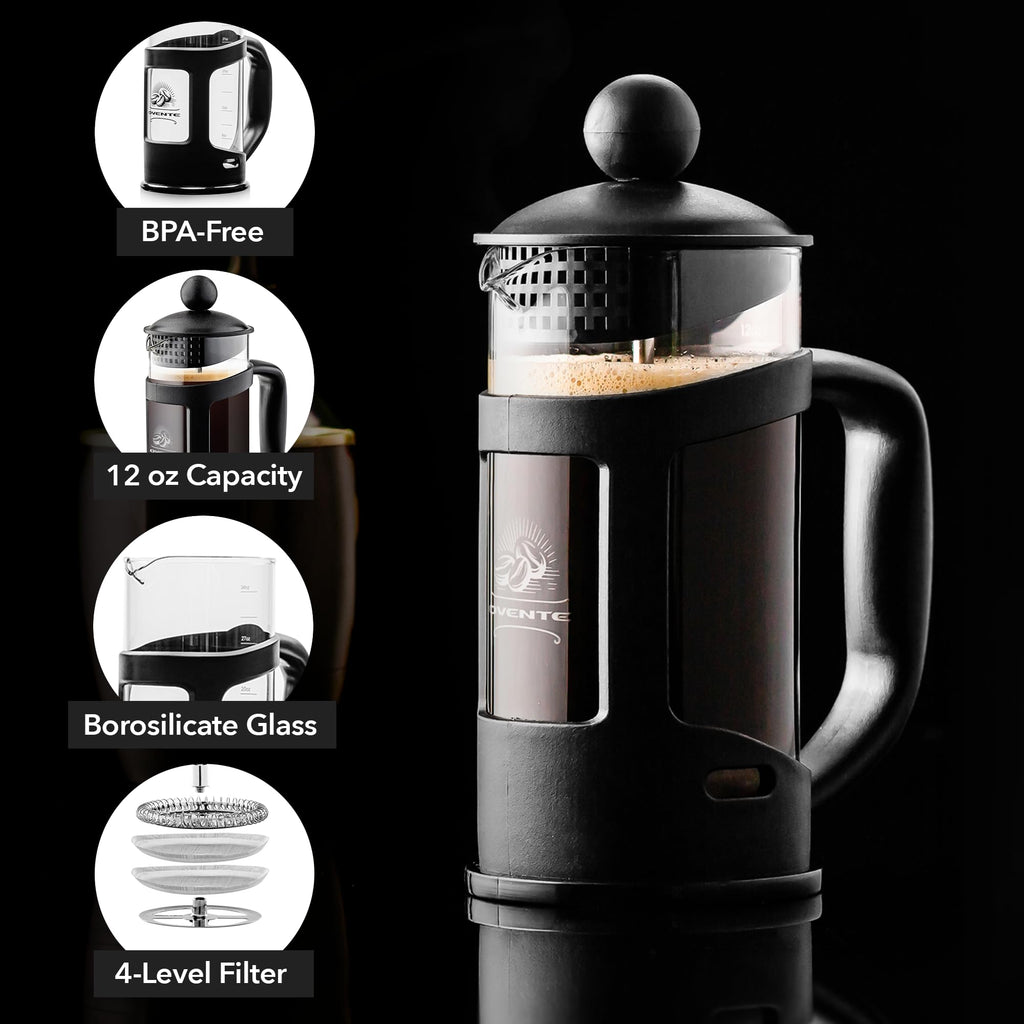 French Press Coffee Maker 12oz Black X71962
