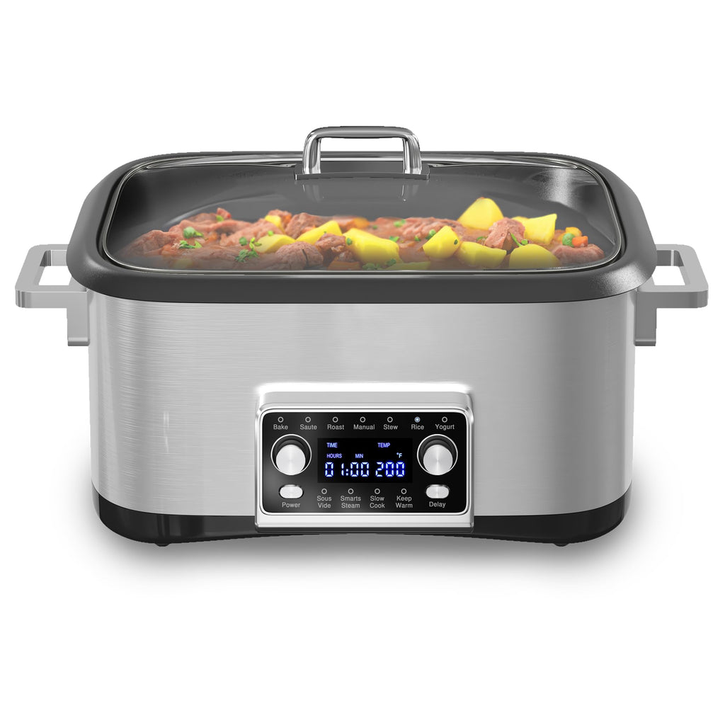 12-in-1 Programmable 8 Quart Slow Cooker with Steaming Rack X950
