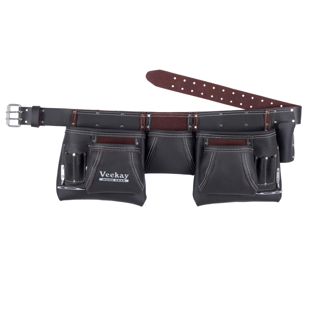 Brown Leather 2-Inch Tool Belt with 12 Pockets D15629