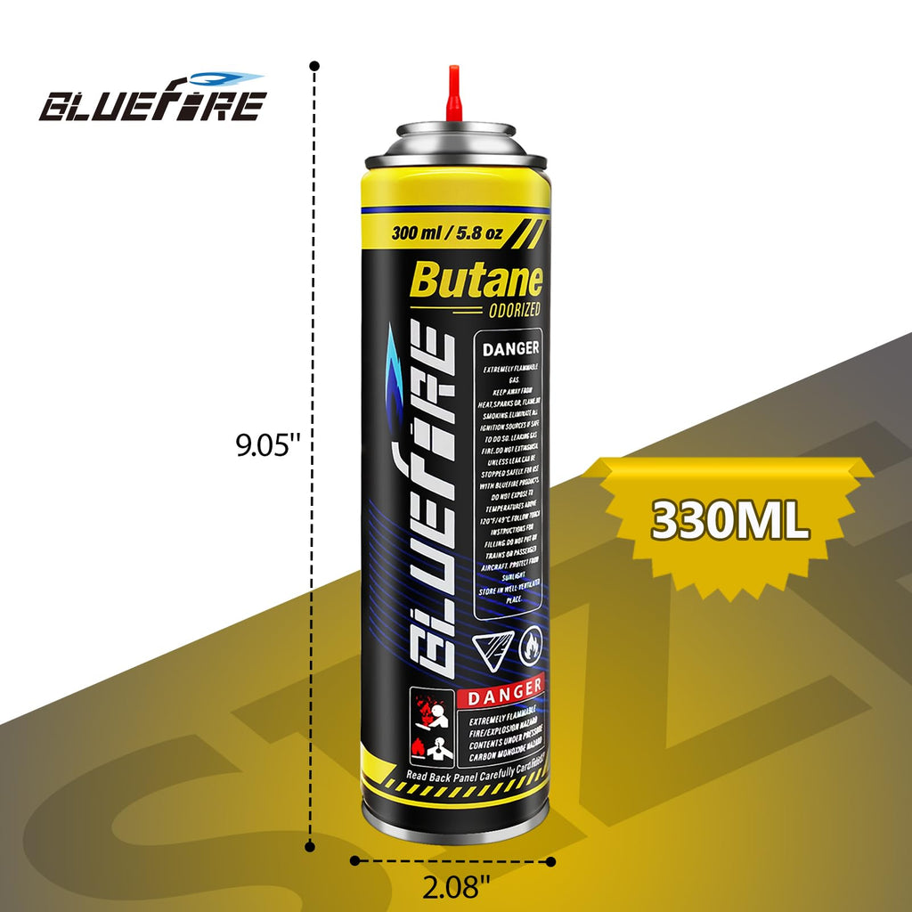 Pack of 2 Butane Fuel Refill 10.56 fl oz Canister with 5 Nozzle Adapters B6722