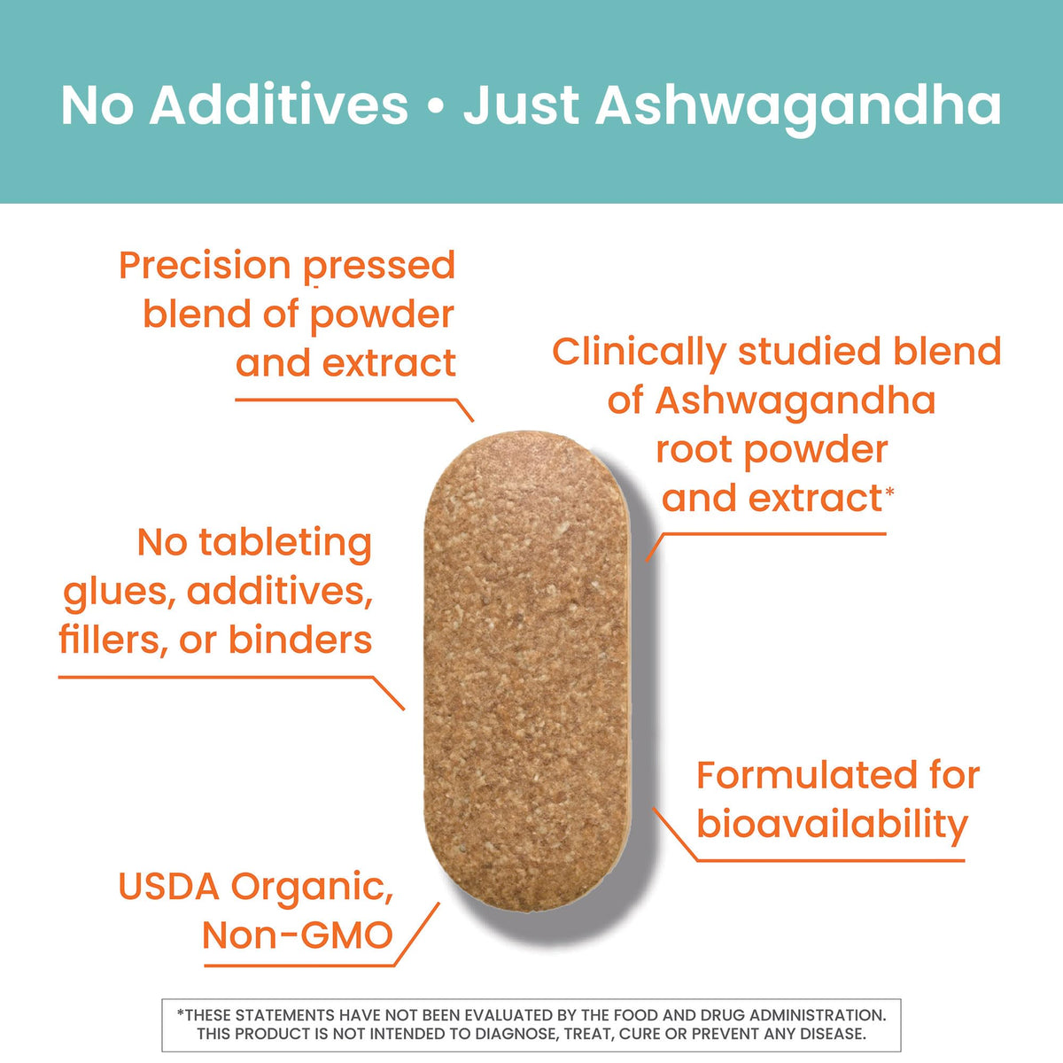 USDA Organic Ashwagandha Root 670 mg 60 Caplets V193023