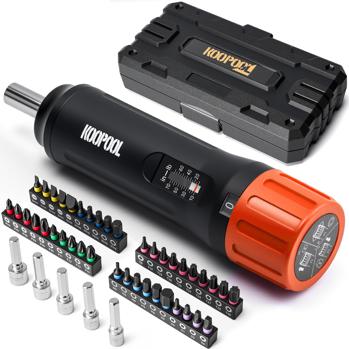 46Pcs Torque Screwdriver Set 1/4" 10-70 in-lb E76536