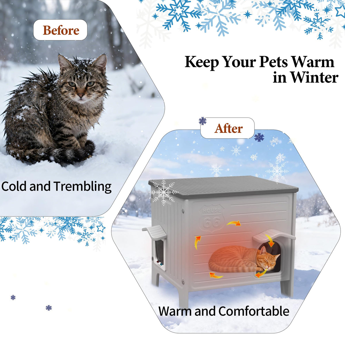 Insulated Outdoor Weatherproof Plastic Cat House F692
