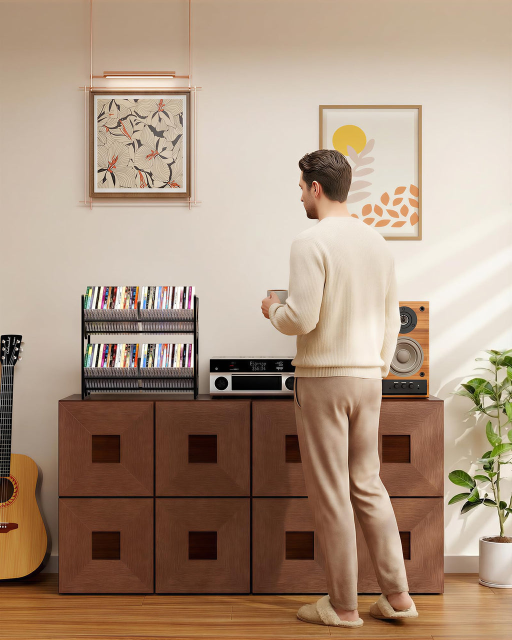 2-Tier Metal CD Storage Shelf with Adjustable Divider S1724