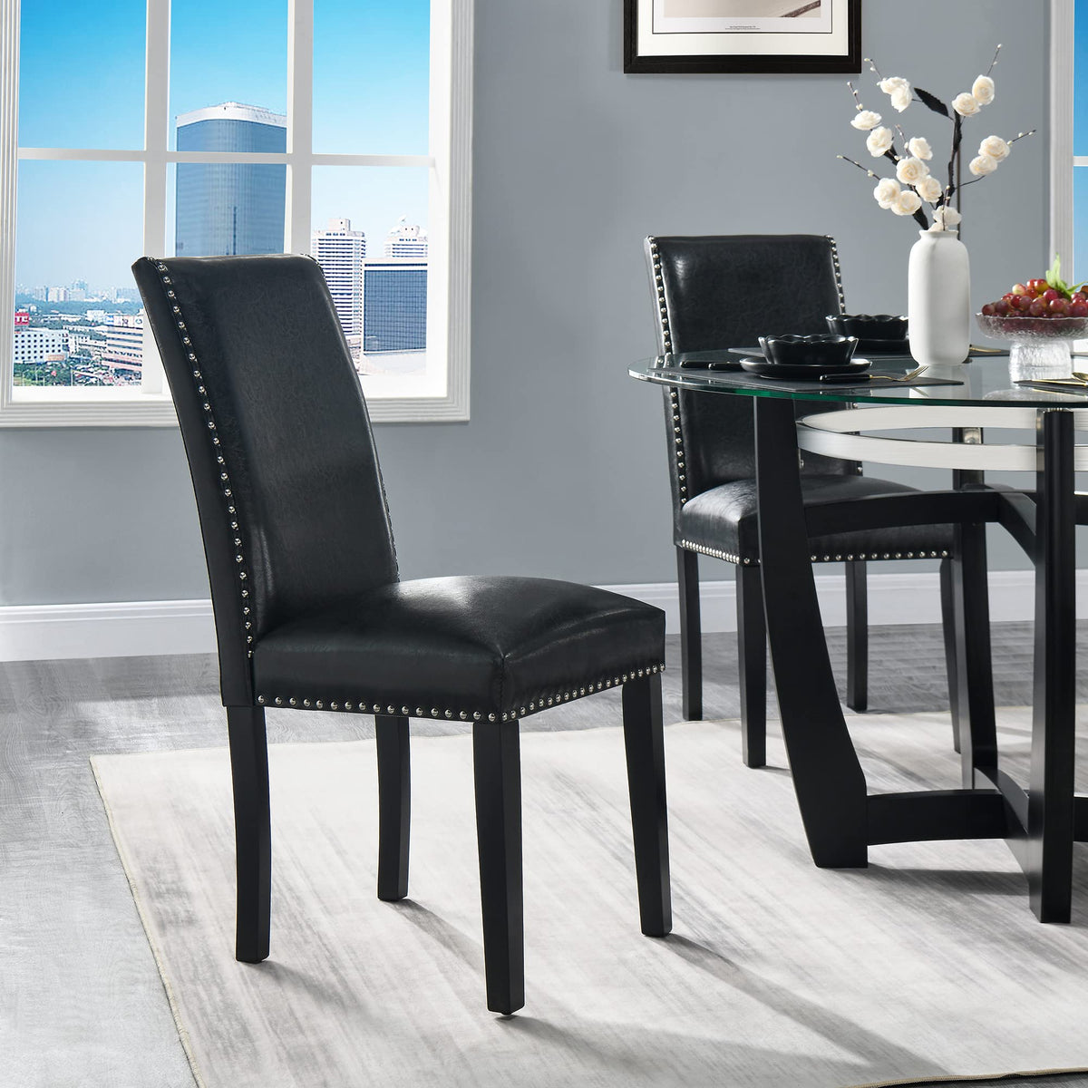 Set of 2 Faux Leather Upholstered Dining Chairs Y731814
