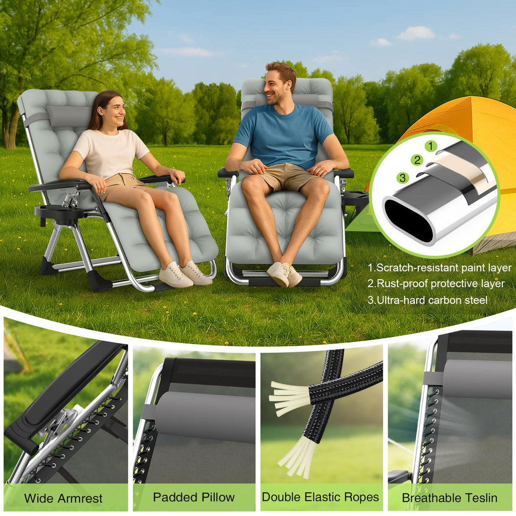 Zero Gravity Reclining Camping Lounge Chair with Cup Holder A87976