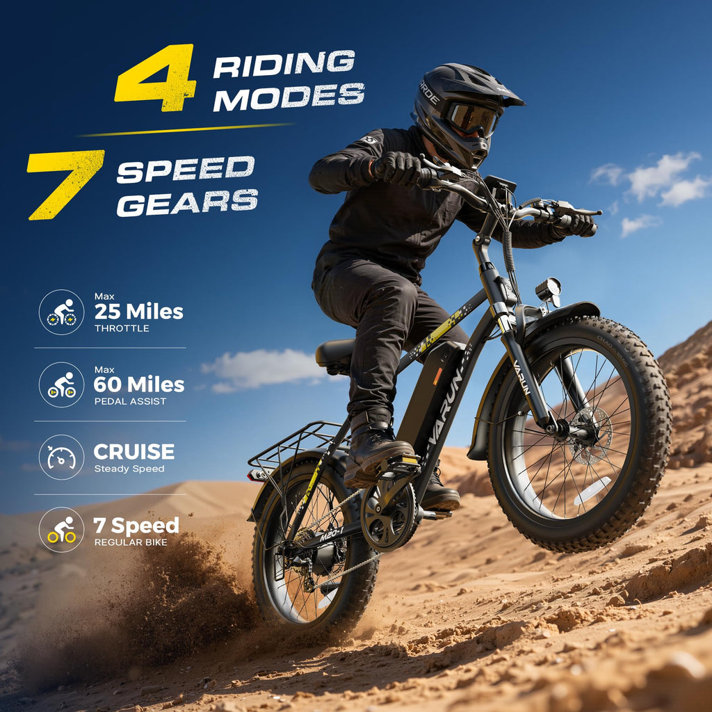1000W Peak Motor 60+ Miles Fat Tire Electric Bike I778230