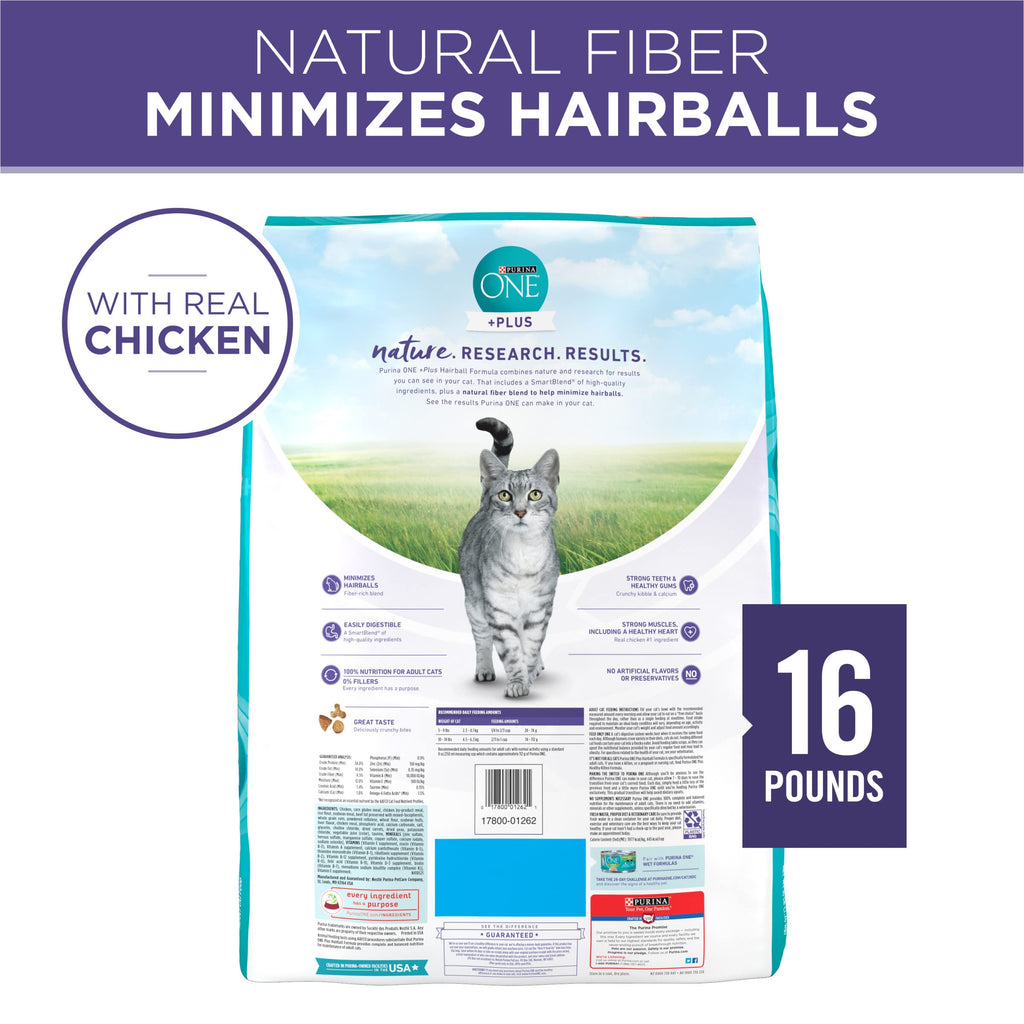 Natural Hairball Control Dry Cat Food, 16 lb Bag B949