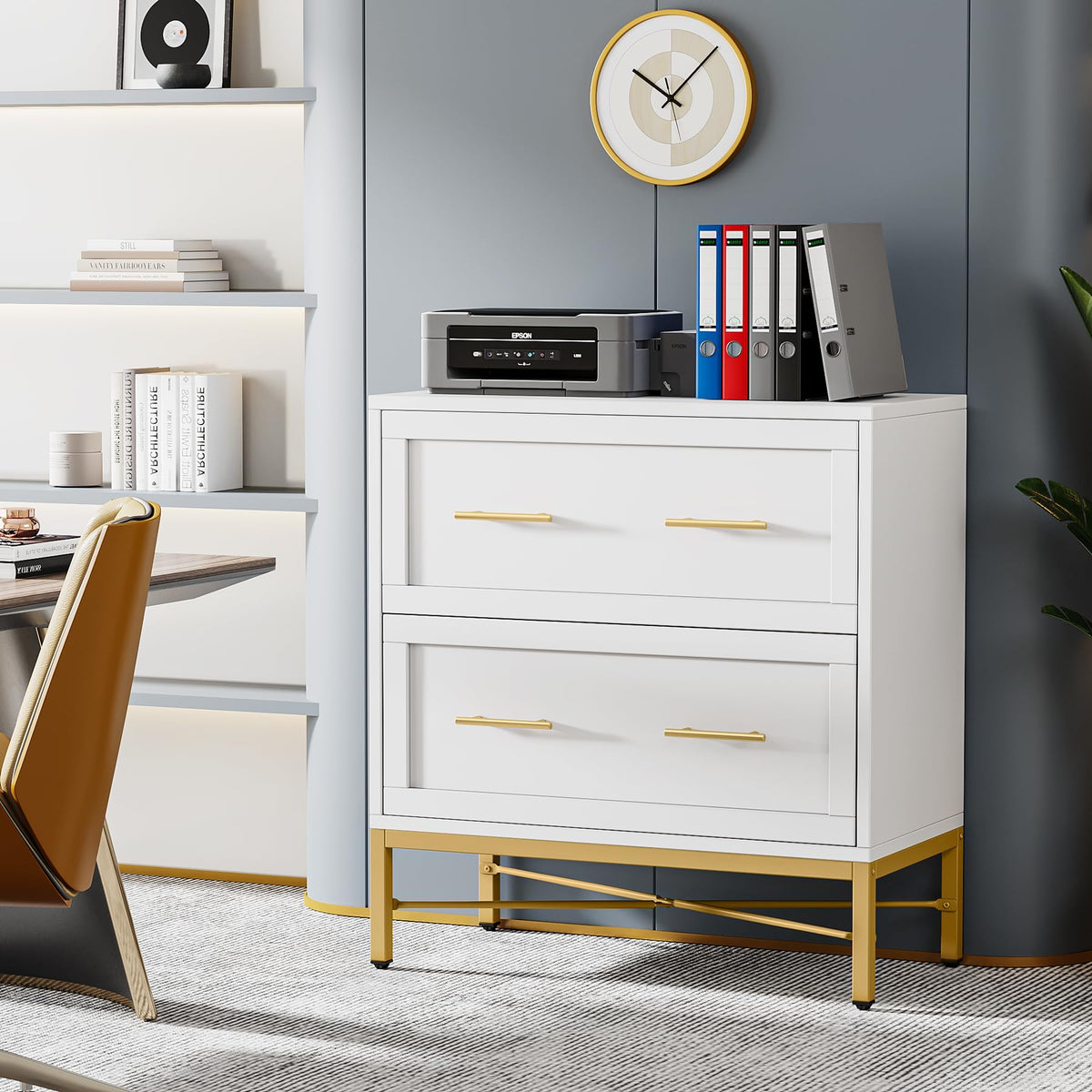 White 2 Drawer Wood File Cabinet S340