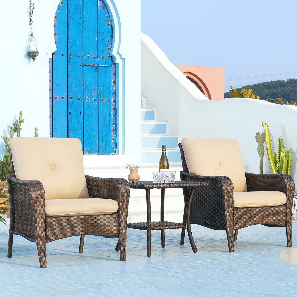 Brown Wicker Rattan 2-Tier Outdoor Coffee Table U432758