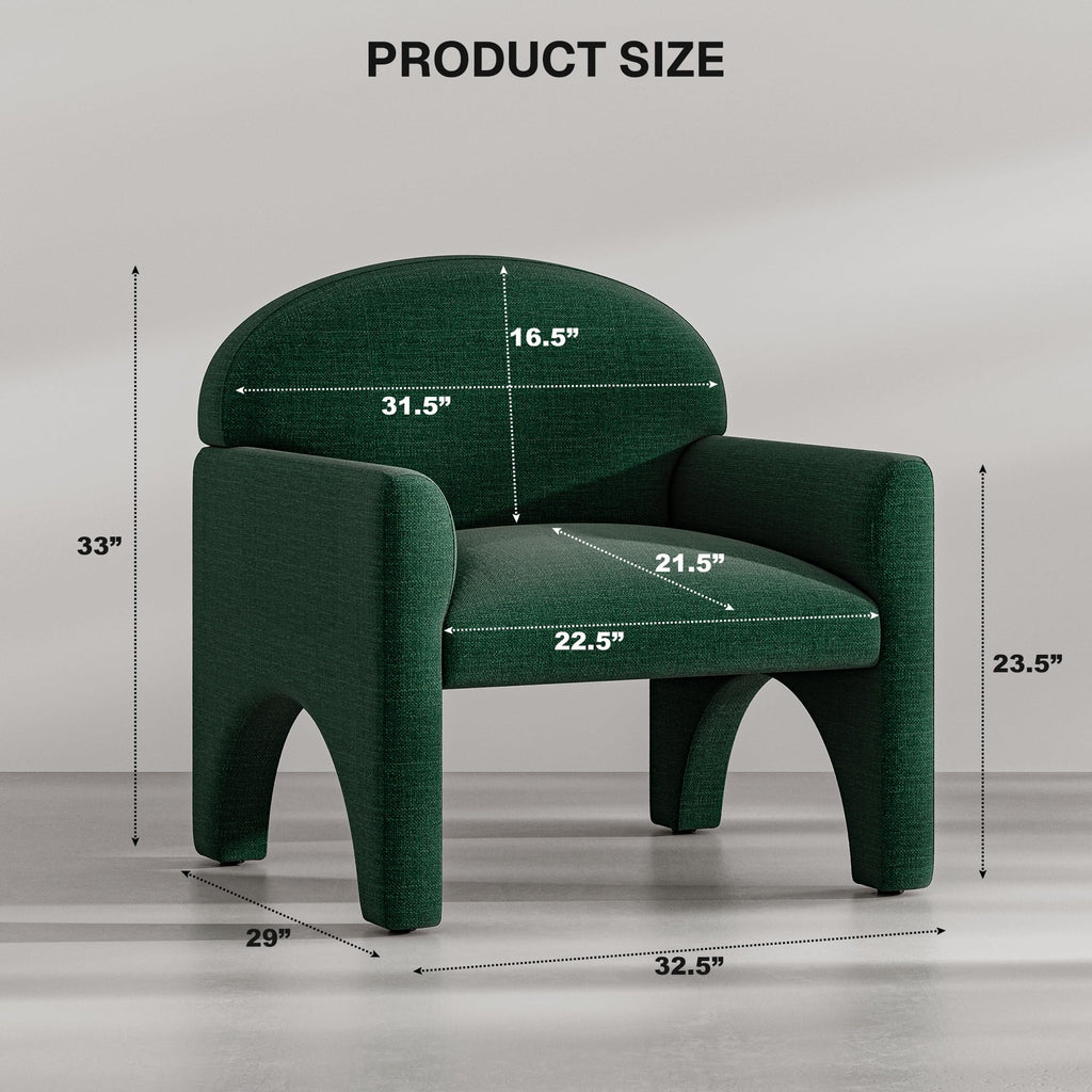 Green Upholstered Accent Chair Set of 2 with Rubber Wood Legs K197