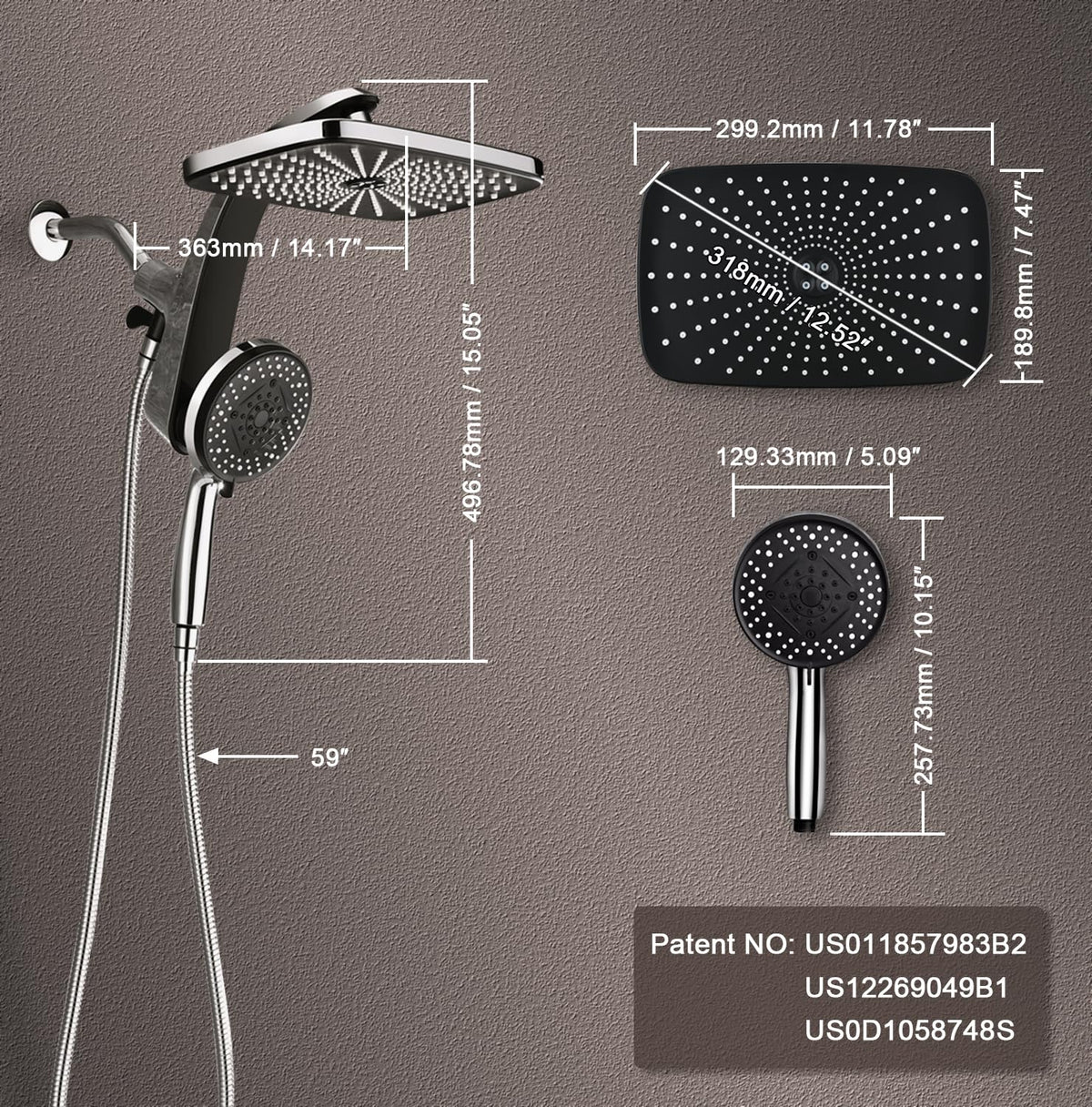 Chrome Handheld Rain Shower Head S413