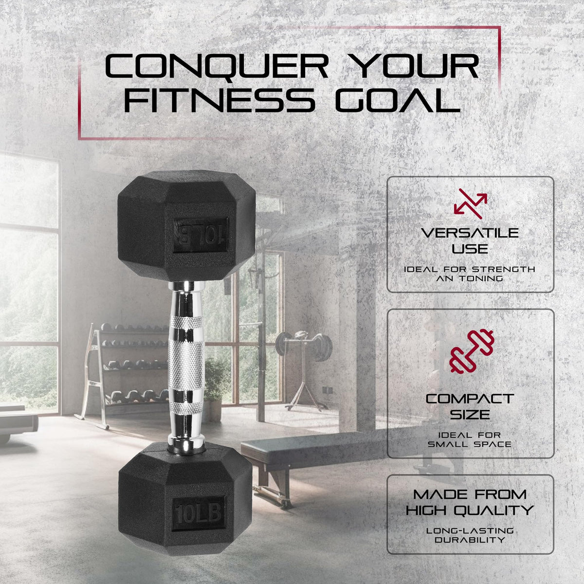 Rubber Encased Hex Dumbbell W264519