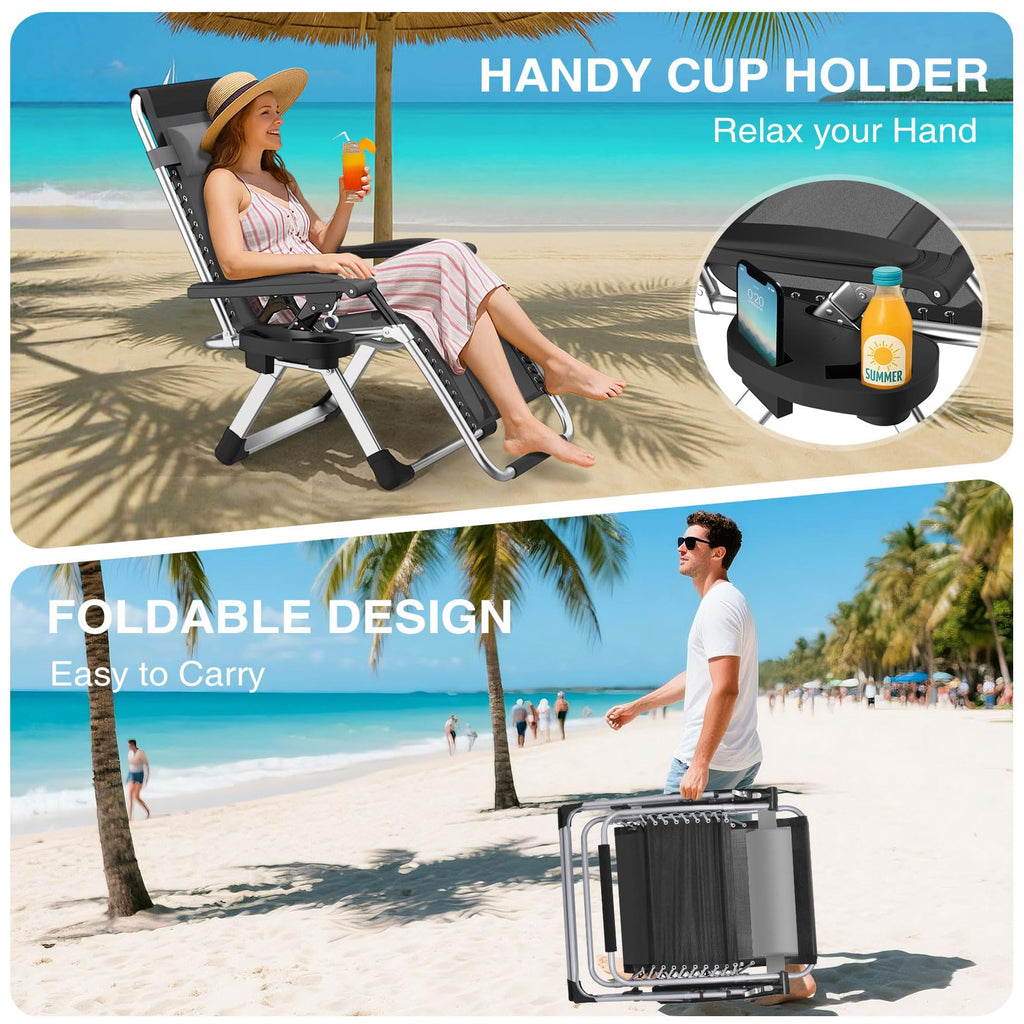 Zero Gravity Reclining Camping Lounge Chair with Cup Holder A87976
