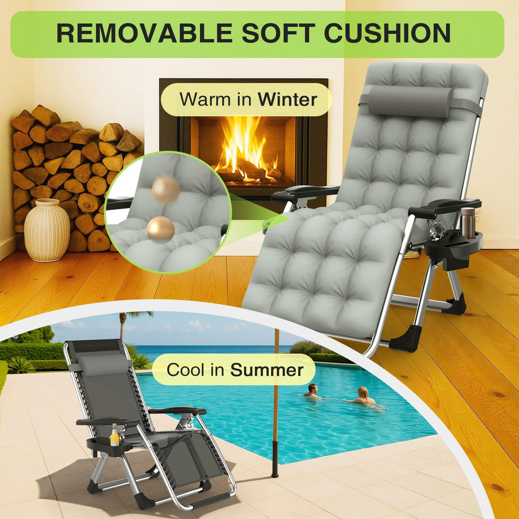Zero Gravity Reclining Camping Lounge Chair with Cup Holder A87976