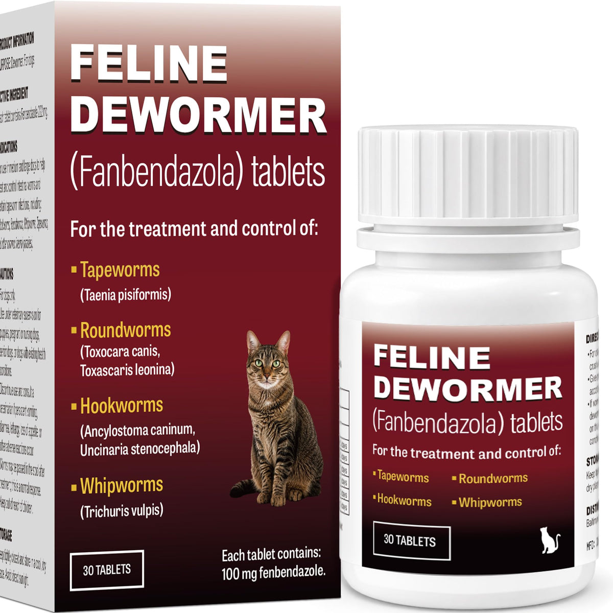 Cat Dewormer, Beef Flavor, 30 Tablets B94795