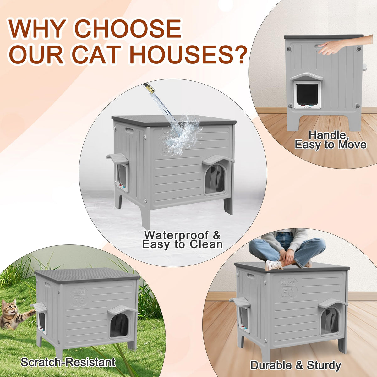 Insulated Outdoor Weatherproof Plastic Cat House F692
