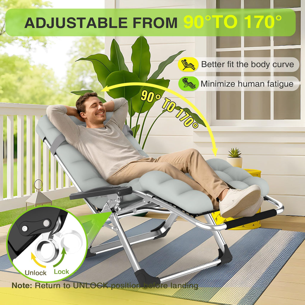 Zero Gravity Reclining Camping Lounge Chair with Cup Holder A87976