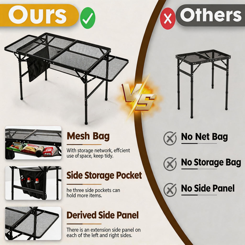 Folding Camping Table with 2 Wing Panels T794059