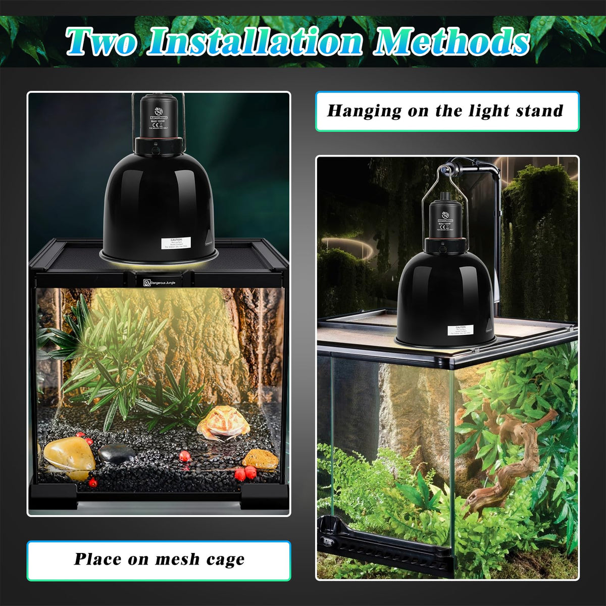 5.5 Inch Deep Dome Reptile Light Fixture with Dimming Thermostat X3775
