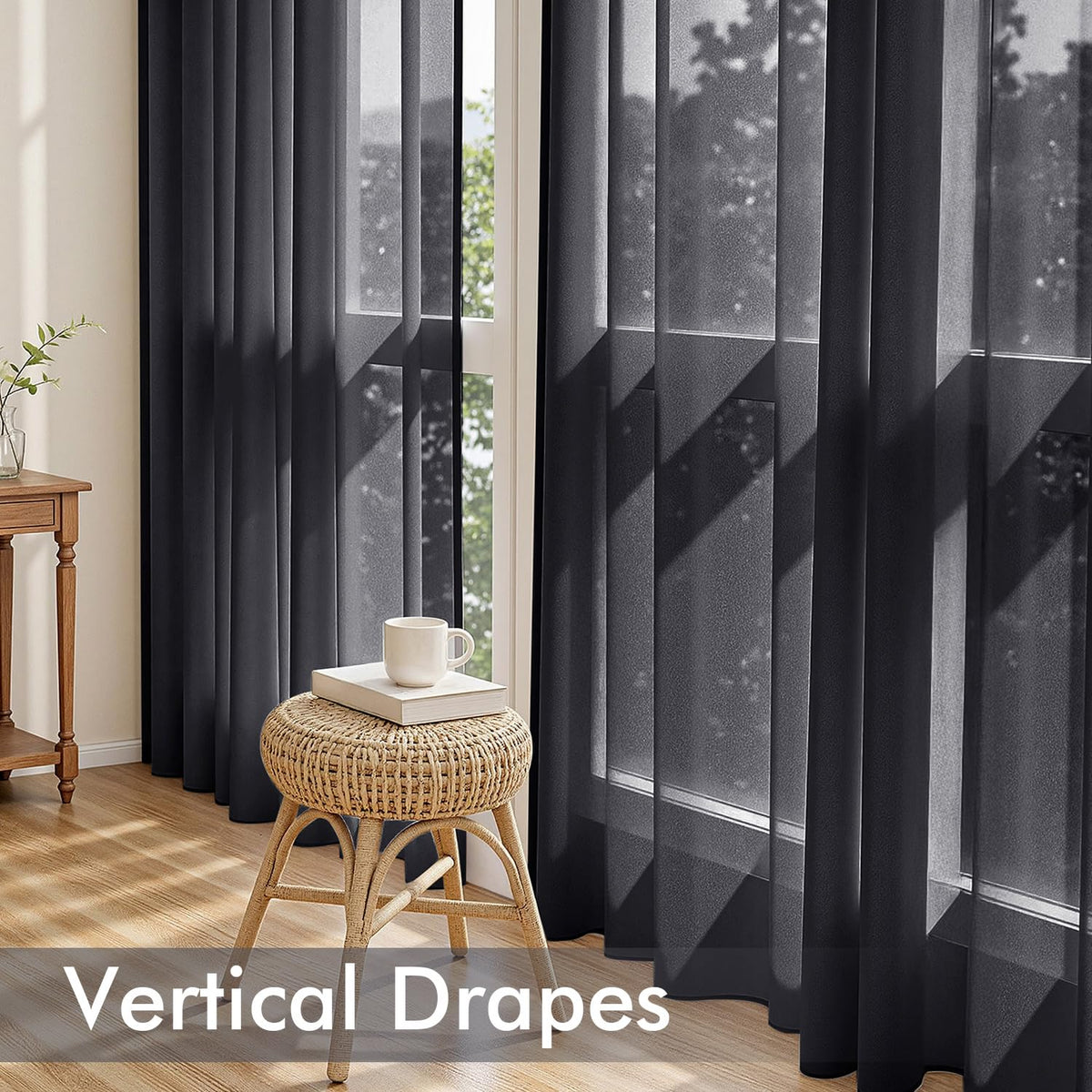 Black Sheer Curtains 84 Inches Long 4 Panels Z4547