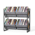 2-Tier Metal CD Storage Shelf with Adjustable Divider S1724