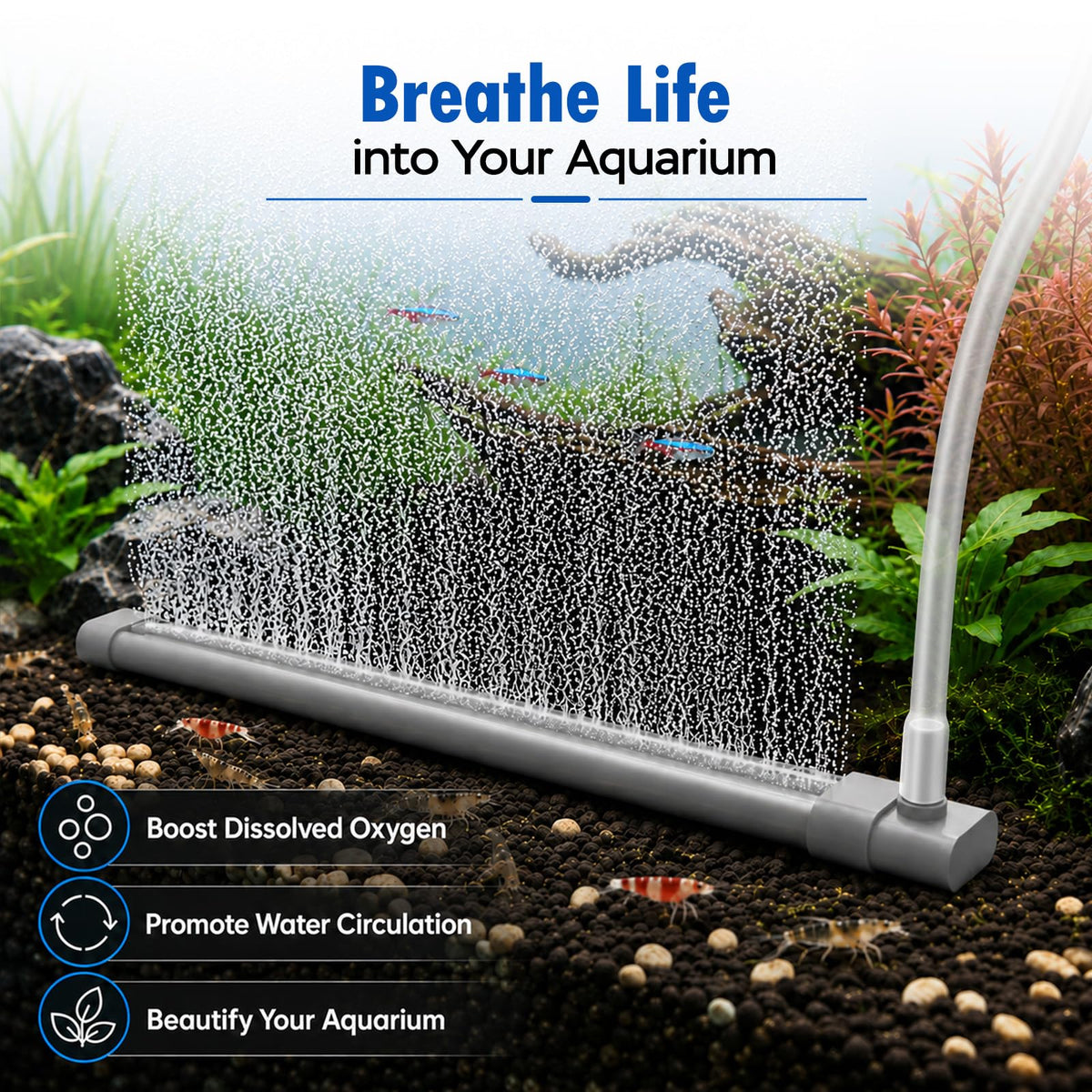 Aquarium Air Bubble Strip, Fine Bubble Wall Air Stone Bar (6.3 Inch) I46015