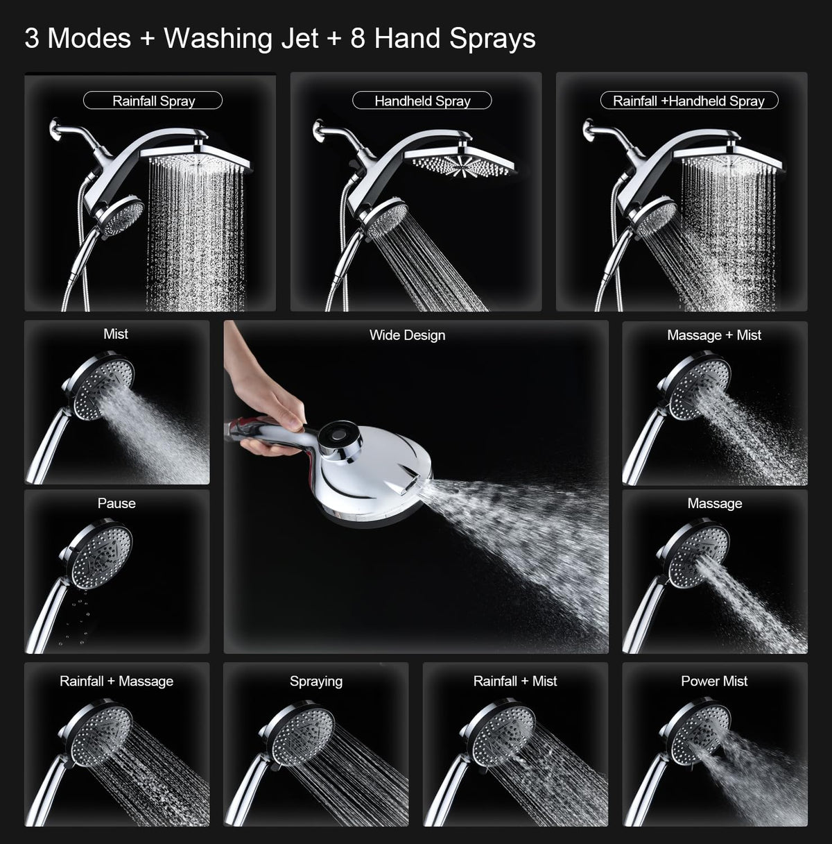 Chrome Handheld Rain Shower Head S413