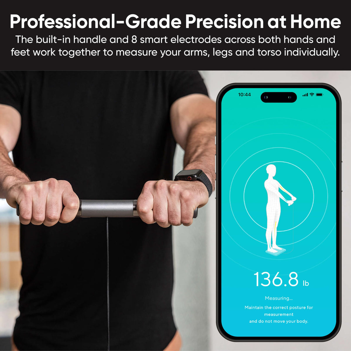 Wi-Fi & Bluetooth Body Composition Scale with Handle, 400 lbs, Black Q69657