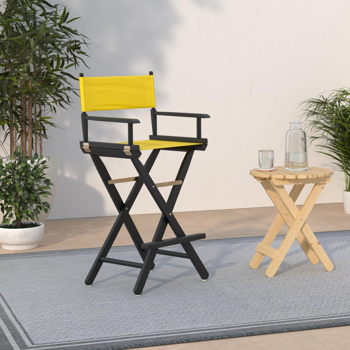 Director Chair Bar Height Black Frame Gold Canvas N11466