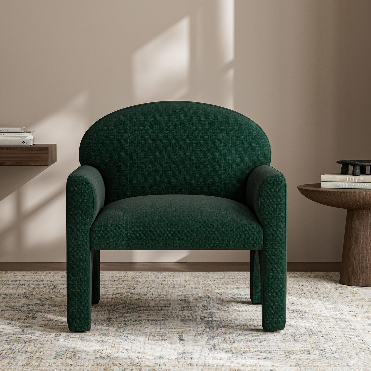 Green Upholstered Accent Chair Set of 2 with Rubber Wood Legs K197