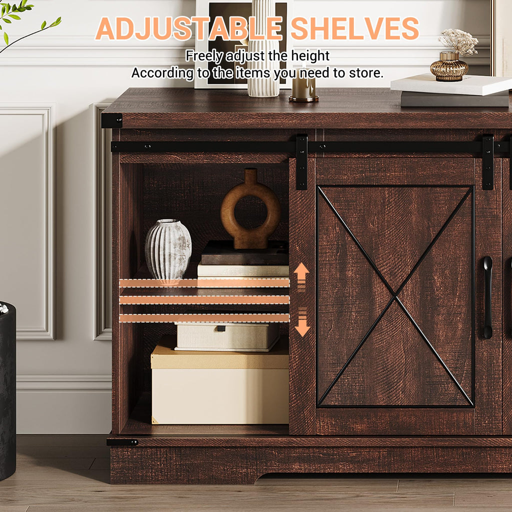 59 Inch TV Stand with Sliding Barn Doors L205