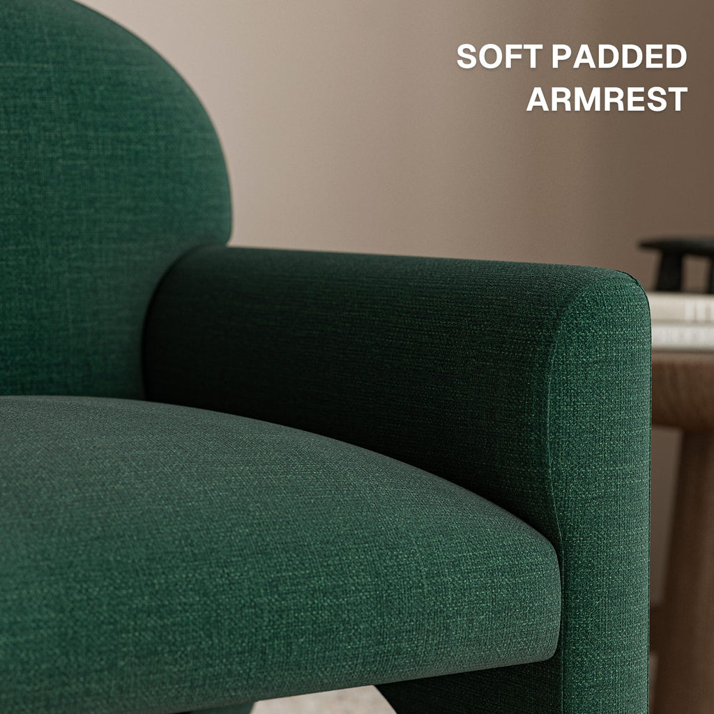 Green Upholstered Accent Chair Set of 2 with Rubber Wood Legs K197