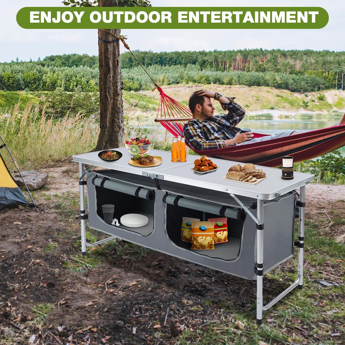 Folding Camping Table with Storage Organizer Z4226
