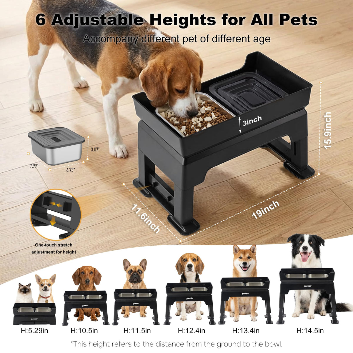 Elevated Dog Bowls with No Spill Water Bowl R4263