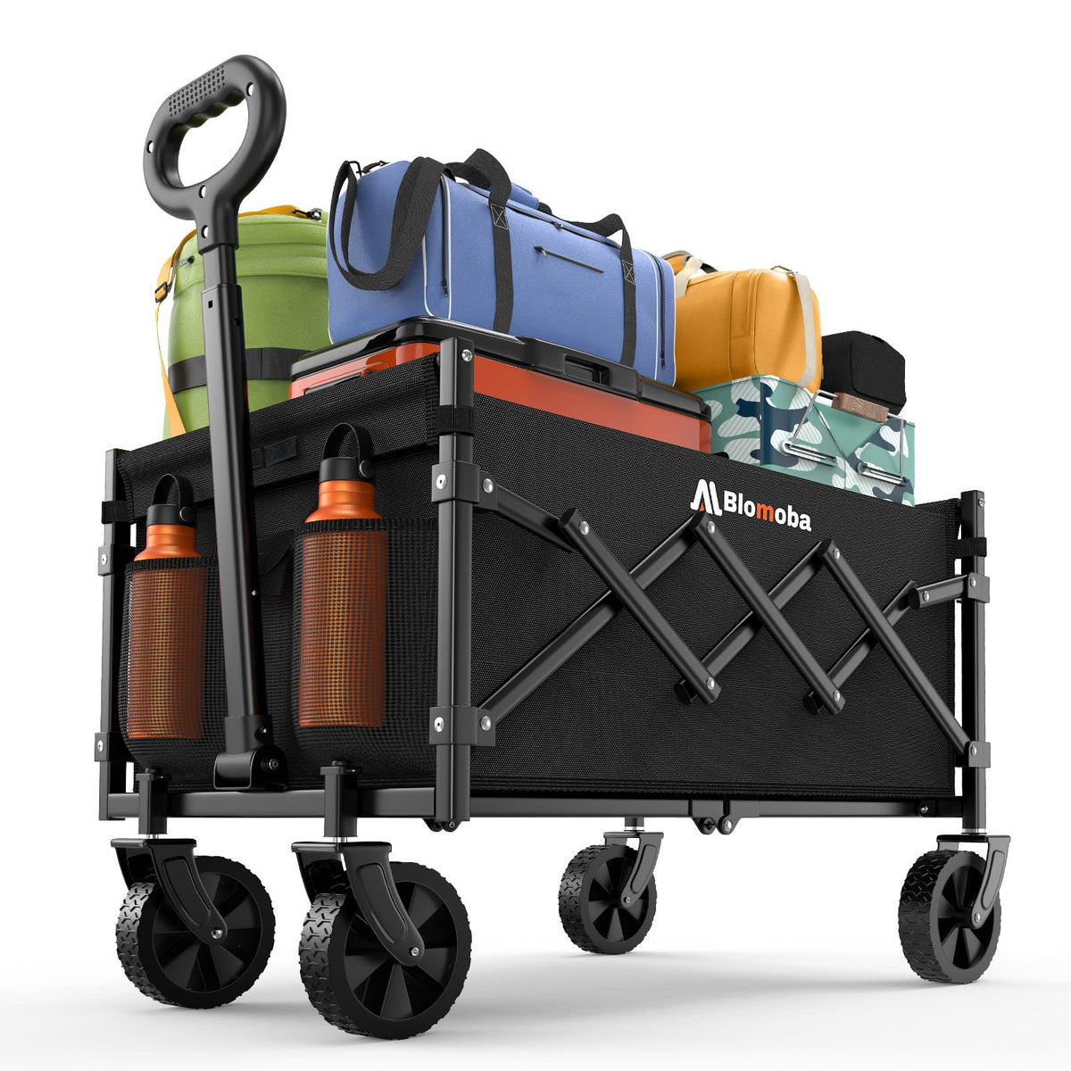 Folding Wagon Cart with Wheels, 220lbs, Black H21383