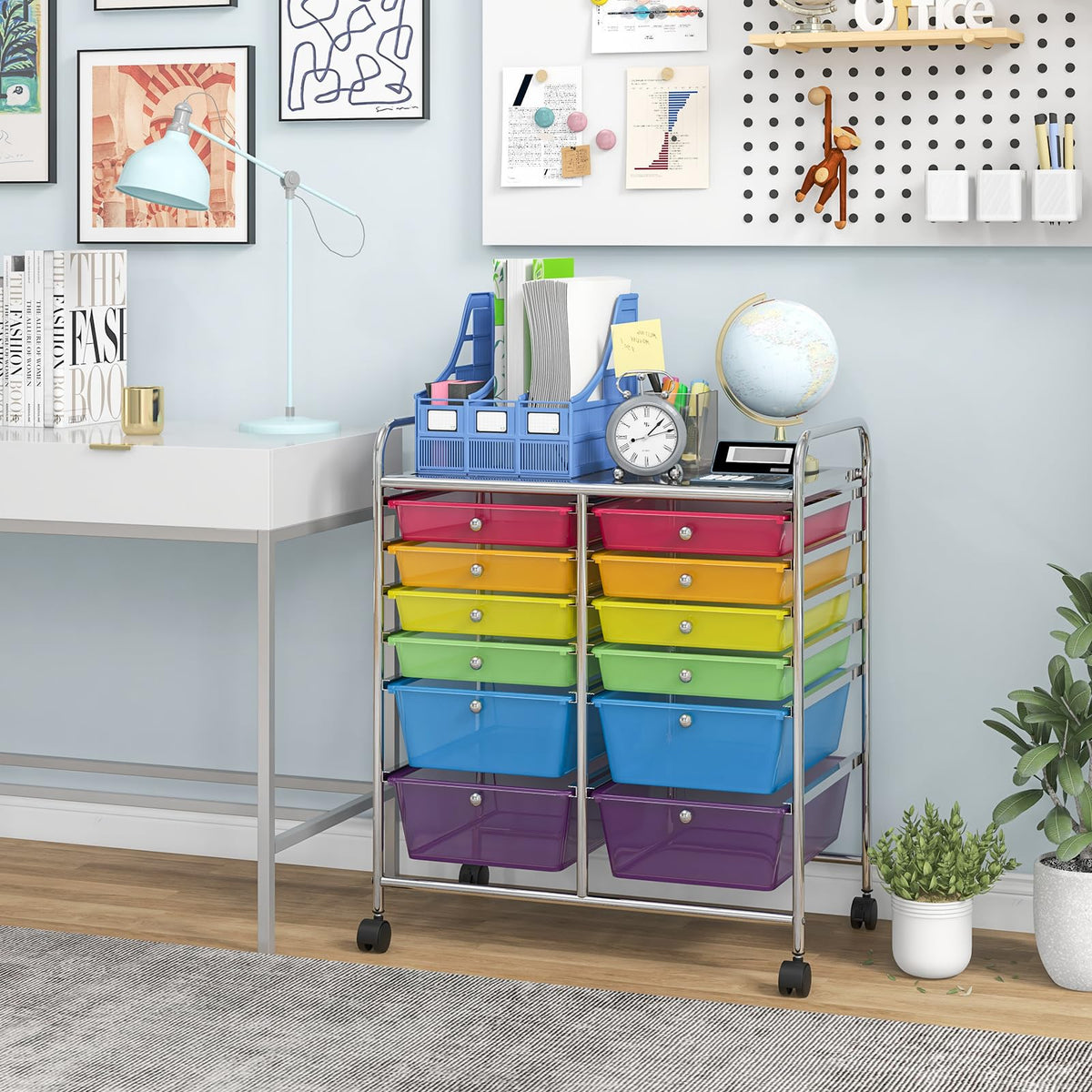 12 Drawer Rolling Storage Cart with Lockable Wheel Y5319
