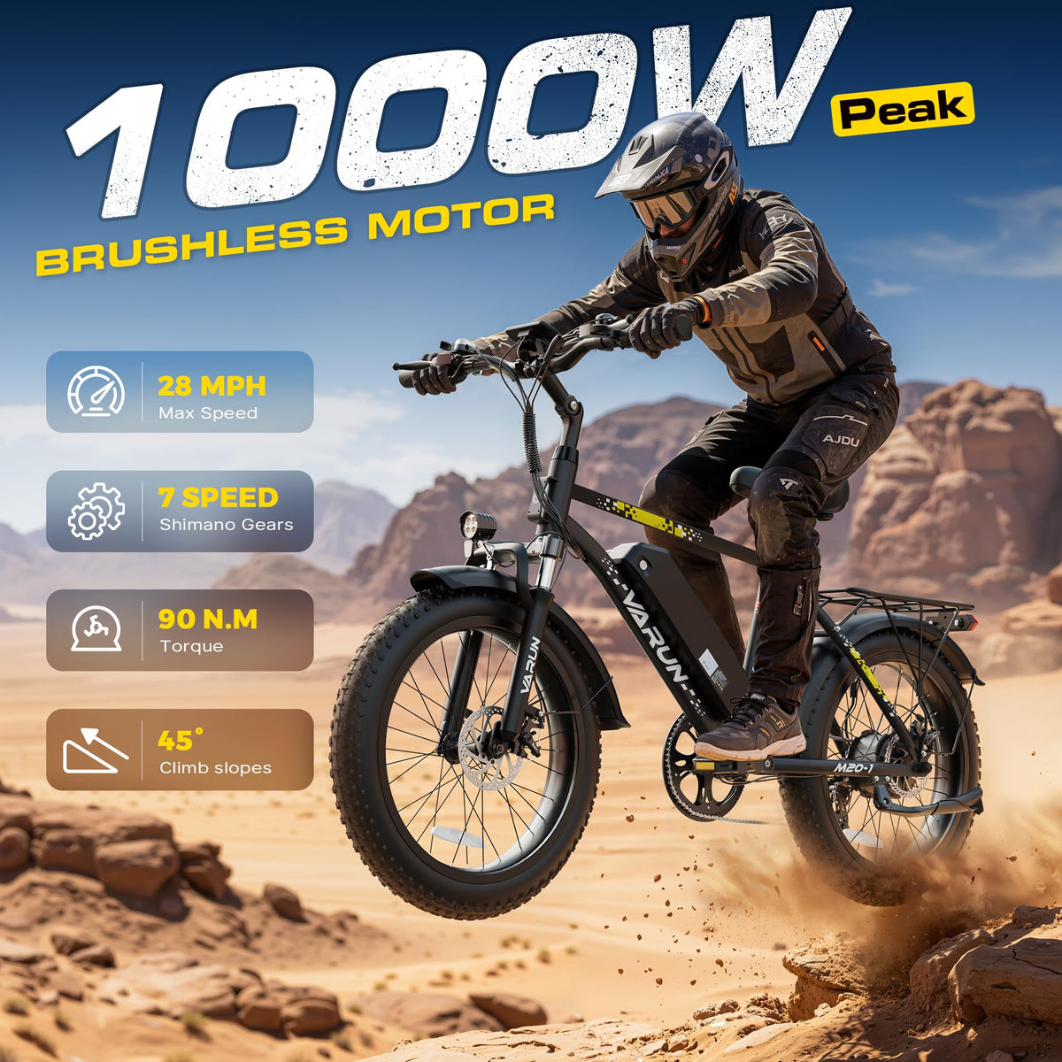1000W Peak Motor 60+ Miles Fat Tire Electric Bike I778230