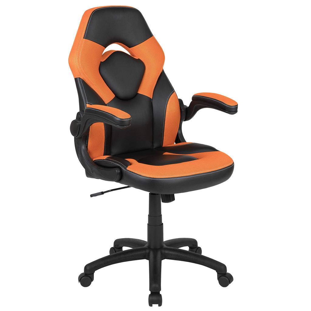 Orange Black Ergonomic Gaming Chair with Flip-up Arms E29986