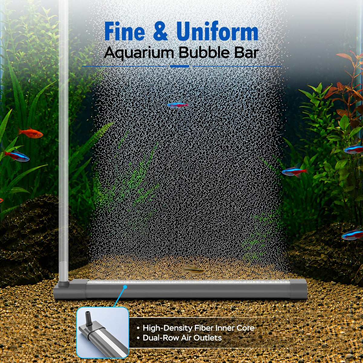 Aquarium Air Bubble Strip, Fine Bubble Wall Air Stone Bar (6.3 Inch) I46015