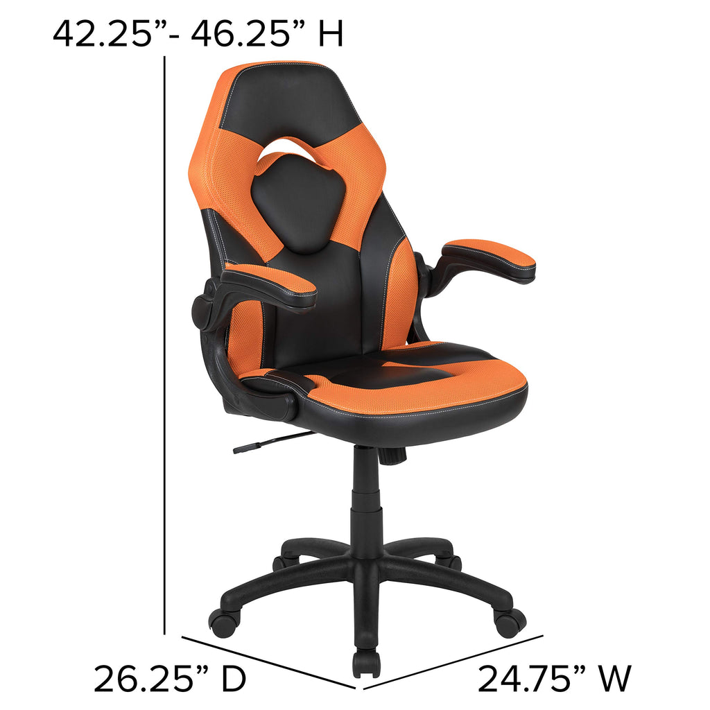 Orange Black Ergonomic Gaming Chair with Flip-up Arms E29986