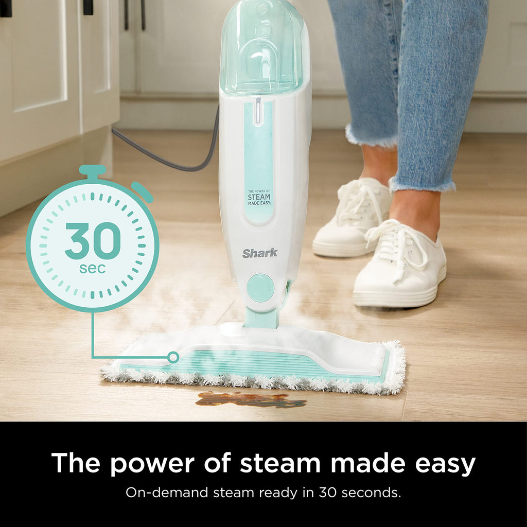 White Steam Mop with 2 Dirt Grip Pads J169