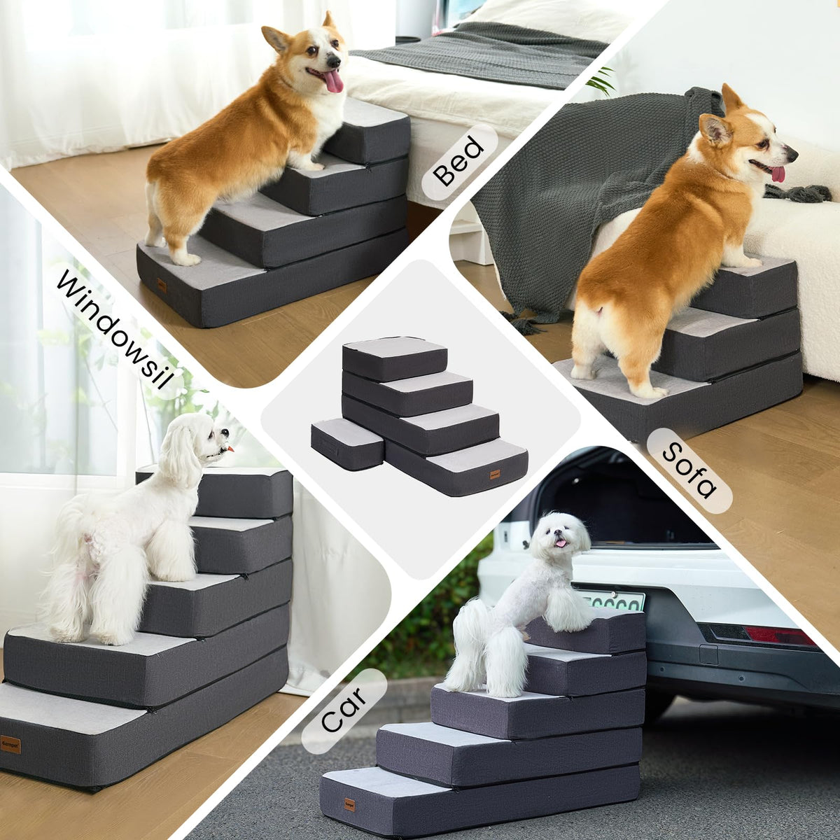 4-Step Adjustable Foldable Non-Slip Dog Stairs I378