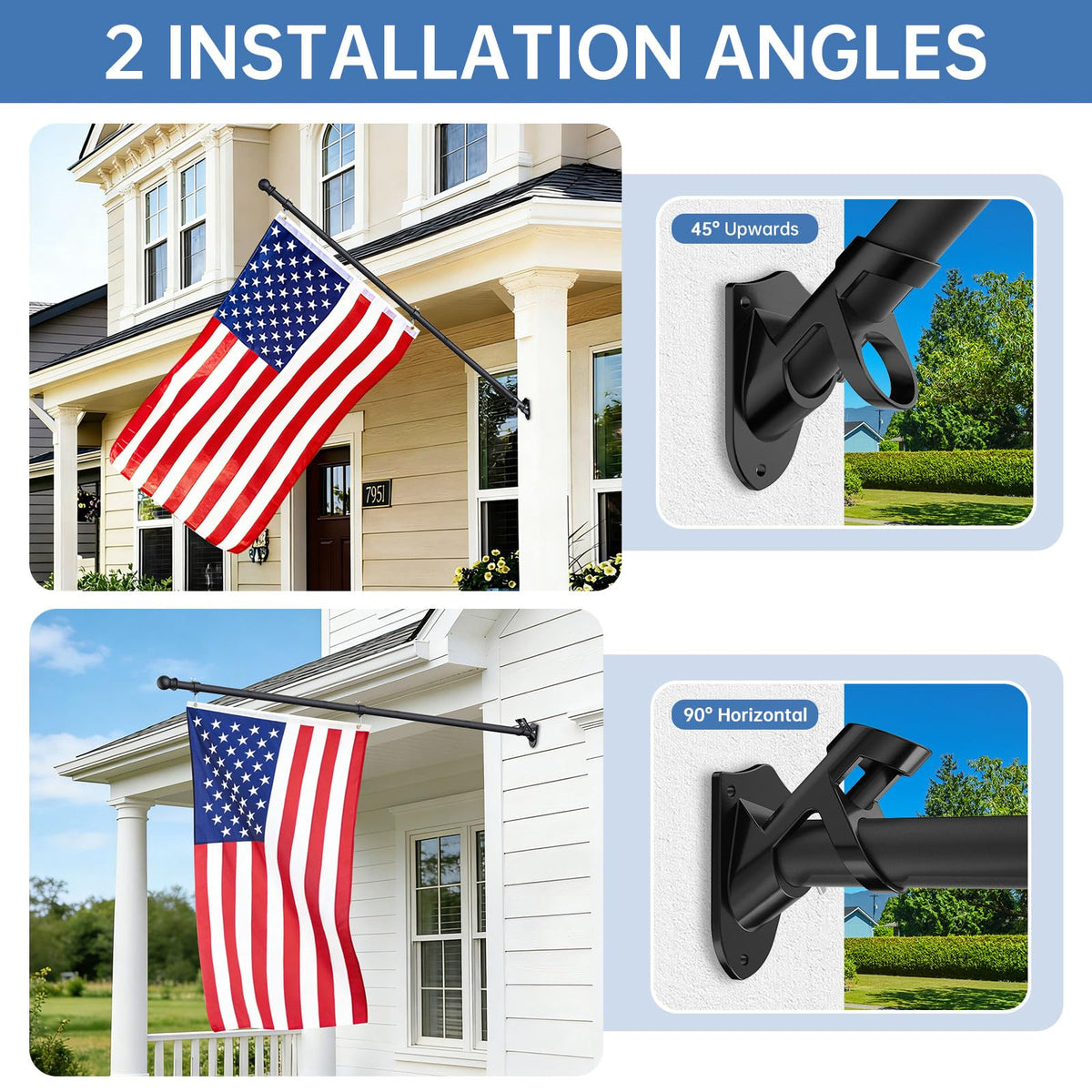 6FT Heavy Duty Tangle Free Steel Flag Pole Kit with 3x5 USA Flag V379