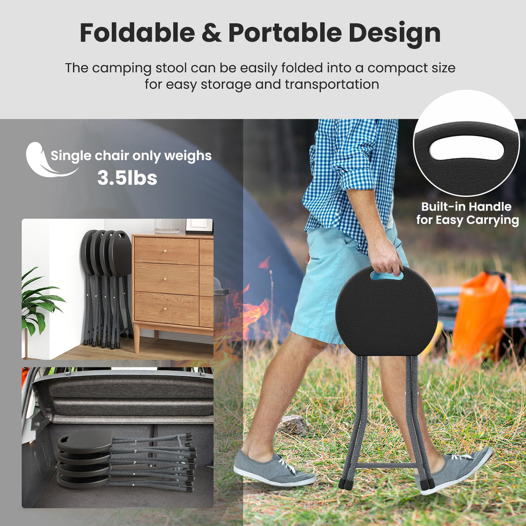18 inch Folding Plastic Stool with Handle F570